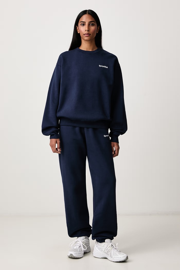 Sporty & Rich Serif Logo bluza bawełniana damska ST10384300BL106 granatowy AW26