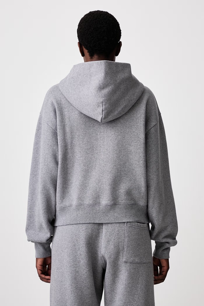 Oblečení Sporty & Rich Serif Logo rozepínací mikina s kapucí bavlněná dámská ST10284300GY34 šedá
