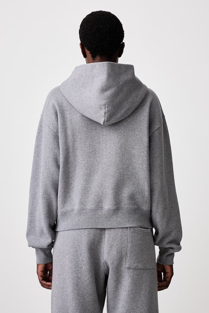 Oblečení Sporty & Rich Serif Logo rozepínací mikina s kapucí bavlněná dámská ST10284300GY34 šedá