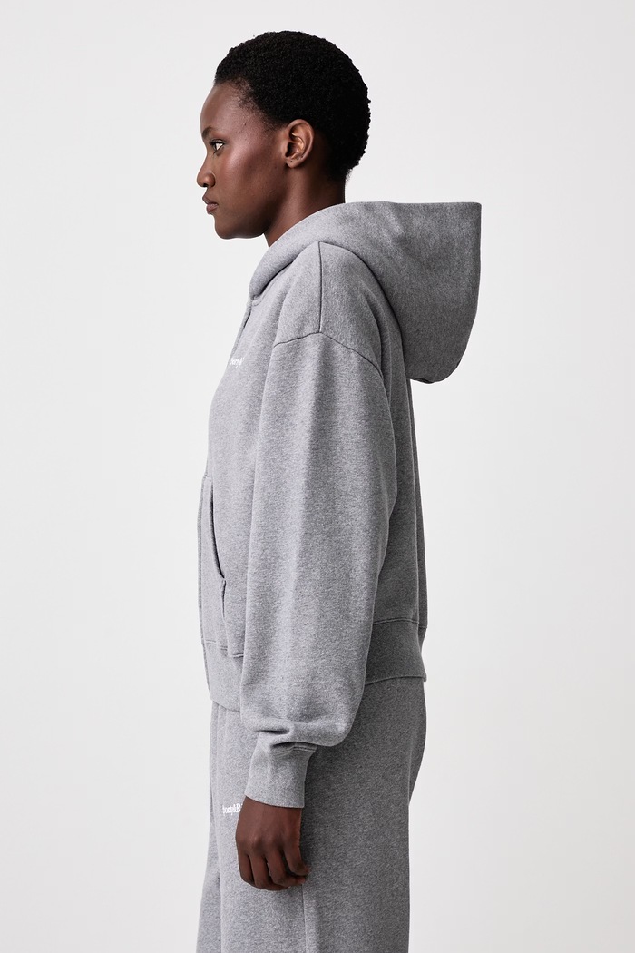 Serif Logo rozepínací mikina s kapucí bavlněná dámská Sporty & Rich ST10284300GY34 šedá