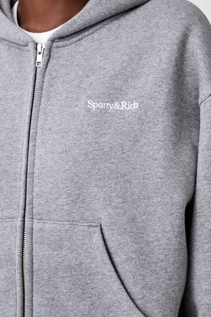 Sporty & Rich Serif Logo rozepínací mikina s kapucí bavlněná dámská ST10284300GY34