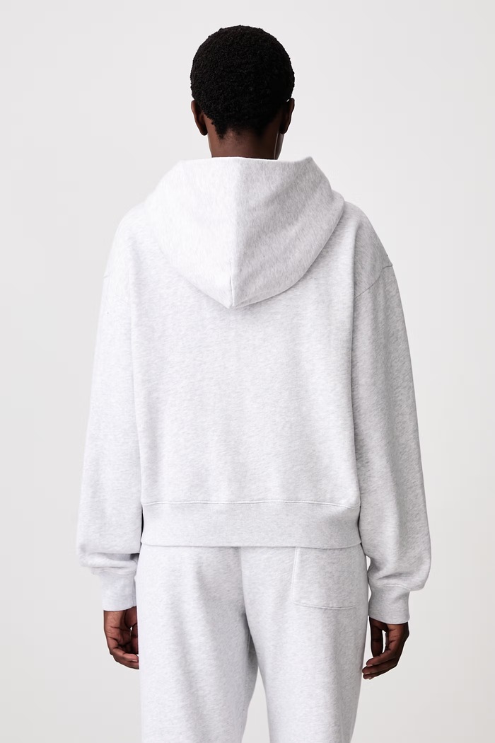 Oblečení Sporty & Rich Serif Logo rozepínací mikina s kapucí bavlněná dámská ST10284300GY03 šedá