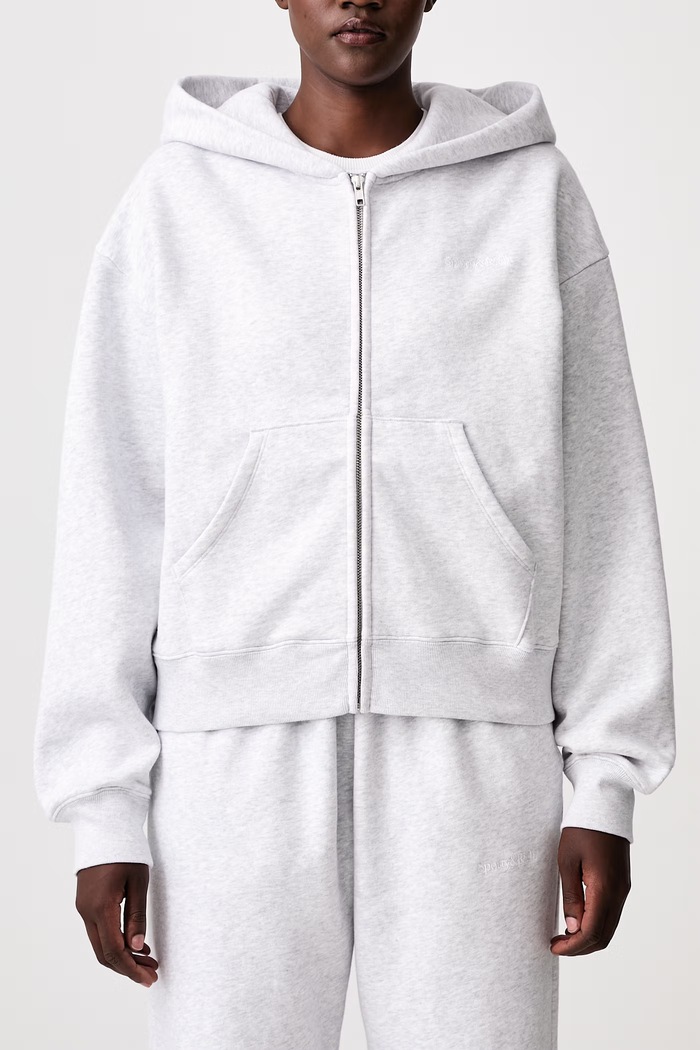 Serif Logo rozepínací mikina s kapucí bavlněná dámská Sporty & Rich šedá ST10284300GY03
