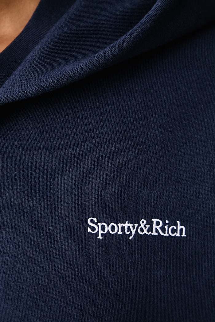 Sporty & Rich Serif Logo bluza rozpinana z kapturem bawełniana damska ST10284300BL106