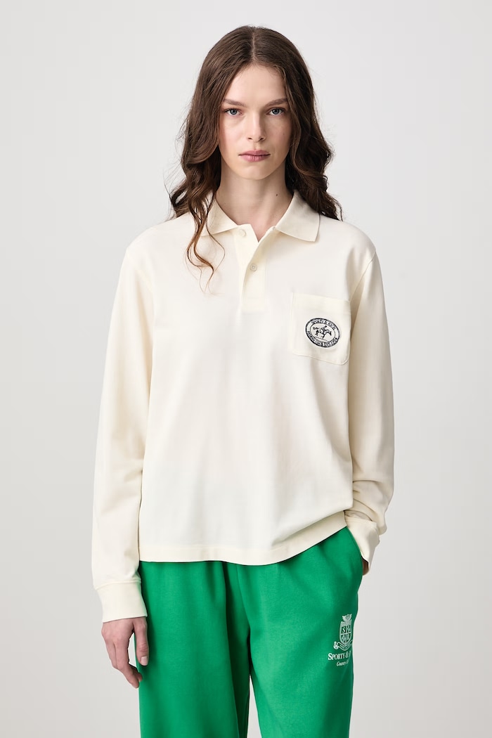 Sporty & Rich Longsleeve damski bawełniany Riding Club beżowy TO08685244WH06