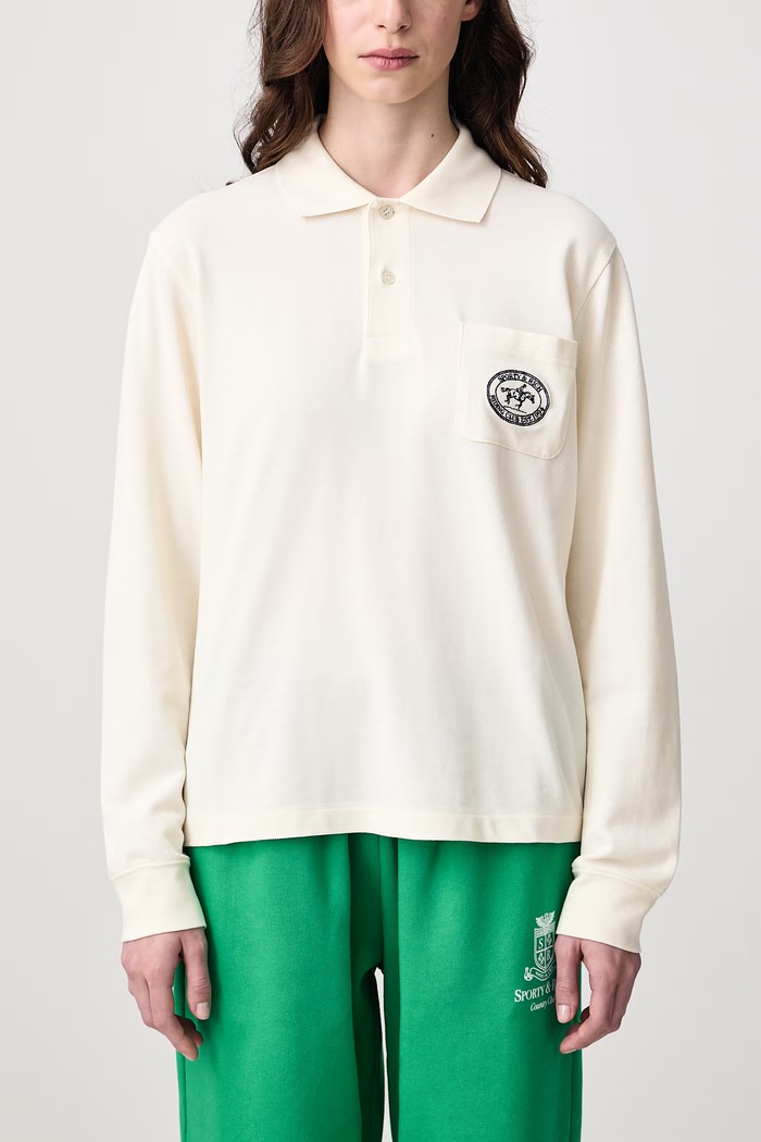 Longsleeve damski bawełniany Riding Club Sporty & Rich beżowy TO08685244WH06