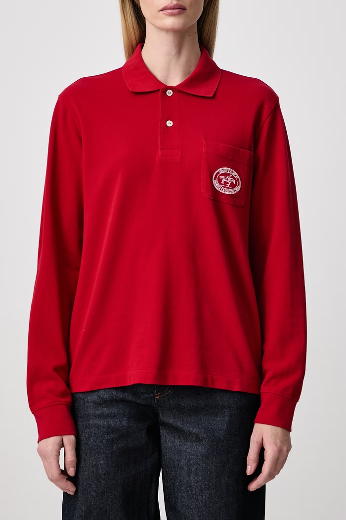 Longsleeve damski bawełniany Riding Club Sporty & Rich czerwony TO08685244RE15