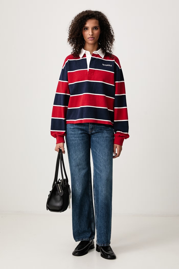 Sporty & Rich Serif Logo bluza bawełniana damska TO00885300BL173 granatowy AW26