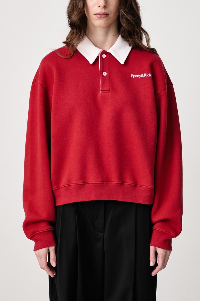 Serif Logo μπλούζα βαμβακερή Γυναικεία Sporty & Rich κόκκινο ST10885300RE33