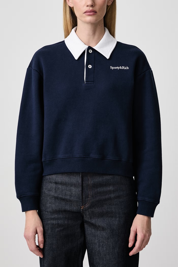Serif Logo кофта бавовняна жіноча Sporty & Rich темно-синій ST10885300BL107