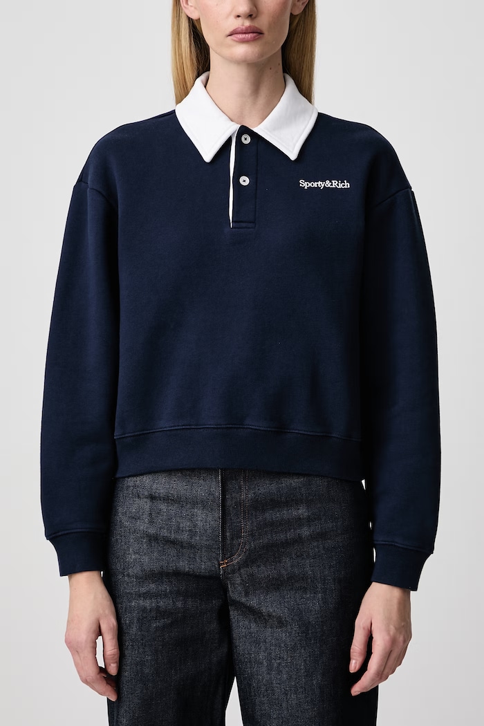 Serif Logo кофта бавовняна жіноча Sporty & Rich темно-синій ST10885300BL107