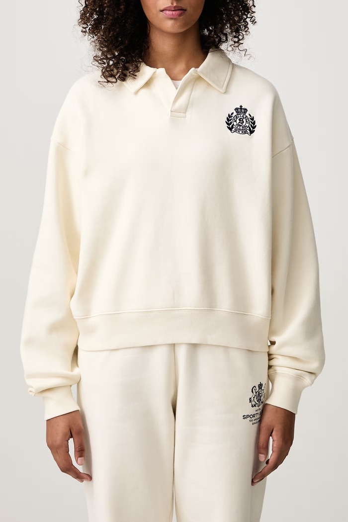 NY Crest bluza bawełniana damska Sporty & Rich beżowy ST10785243WH06