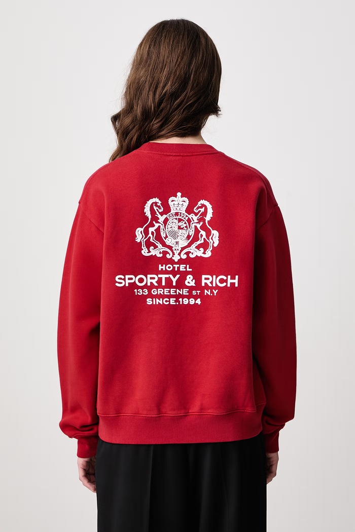 Sporty & Rich SR Hotel bluza oversize bawełniana damska czerwony ST10385276RE15