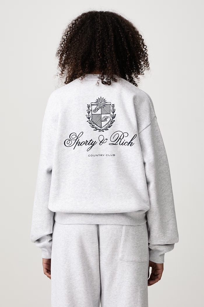 Sporty & Rich Club Script bluza bawełniana damska szary ST10385274GY03