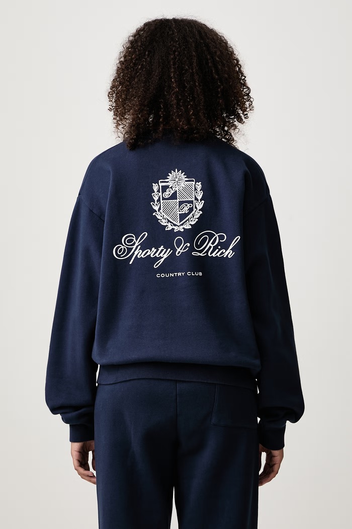 Sporty & Rich Club Script bluza bawełniana damska granatowy ST10385274BL106