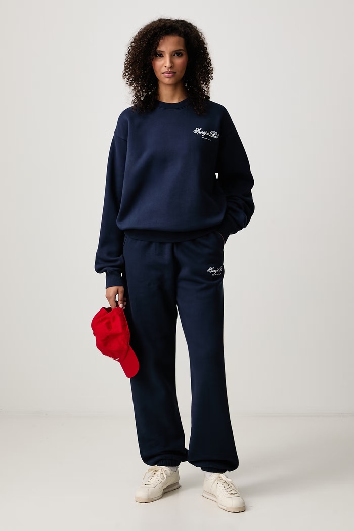 Sporty & Rich Club Script bluza bawełniana damska ST10385274BL106 granatowy AW26
