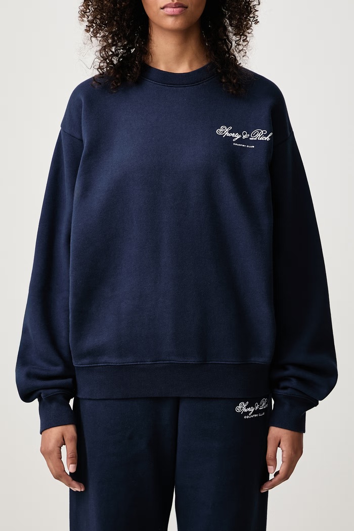 Club Script bluza bawełniana damska Sporty & Rich granatowy ST10385274BL106
