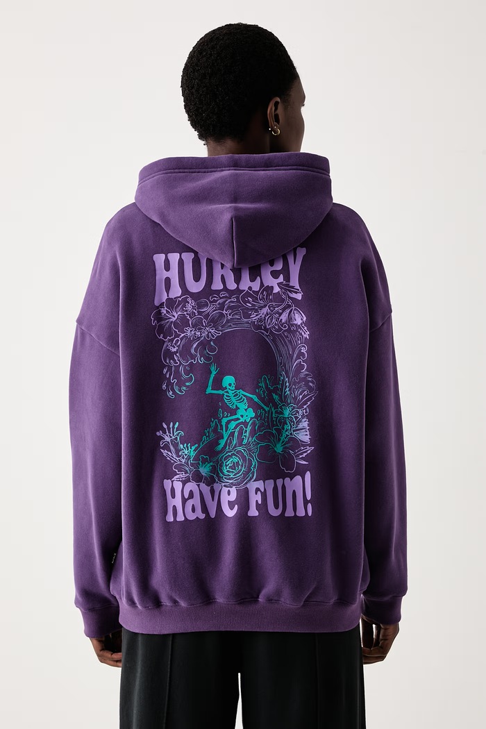 Hurley Bluza z kapturem damska z bawełną fioletowy WFTEU00031