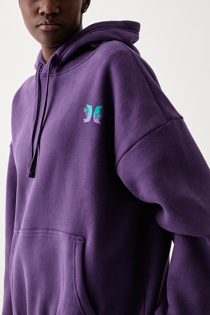 Bluza z kapturem damska z bawełną Hurley WFTEU00031 fioletowy