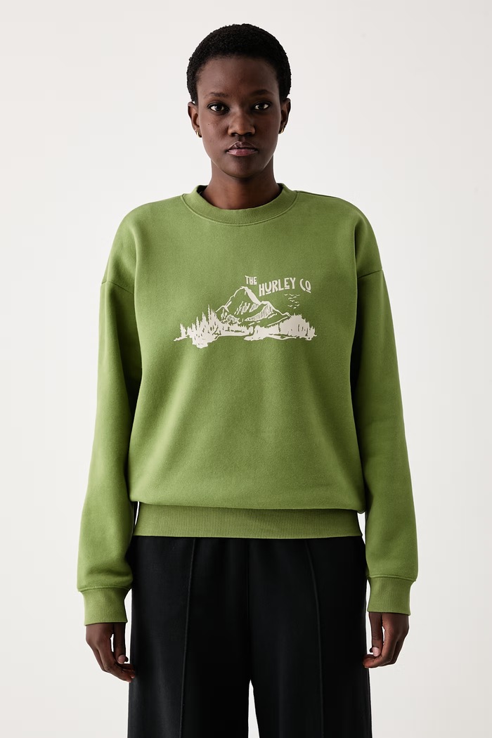 Hurley Bluza damska z bawełną zielony WFTEU00028