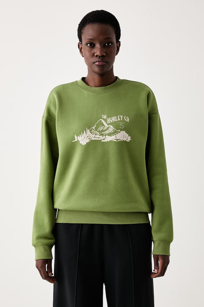 Hurley Bluza damska z bawełną zielony WFTEU00028