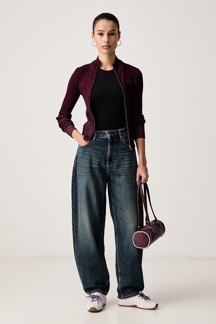 Guess Jeans Kardigan dámský s viskózou W6BR05.Z1248 burgundské AW26