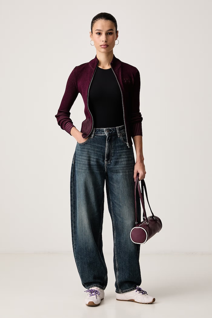 Guess Jeans Kardigan dámský s viskózou W6BR05.Z1248 burgundské AW26