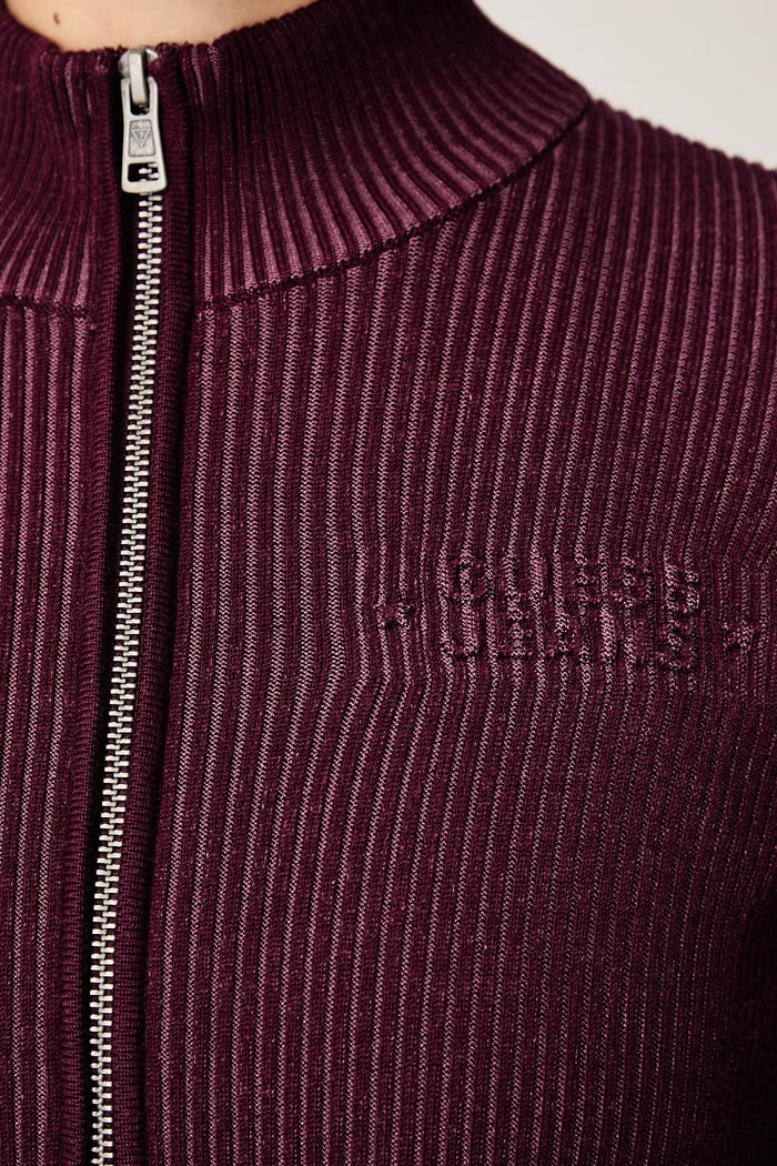 Kardigan dámský s viskózou Guess Jeans burgundské W6BR05.Z1248
