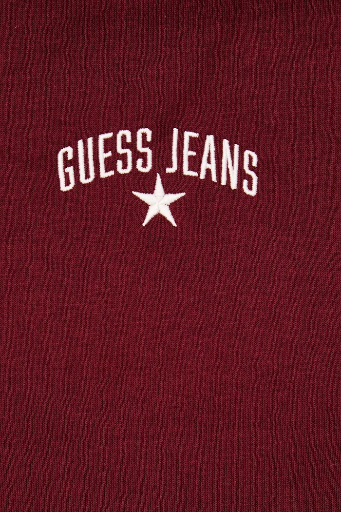 Bluza z kapturem damska z bawełną Guess Jeans bordowy W6BQ04.K5411