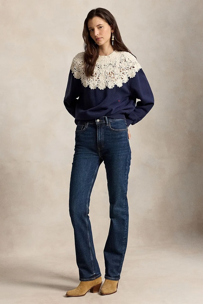 Odzież Polo Ralph Lauren Bluza damska z bawełną 211B23859 granatowy