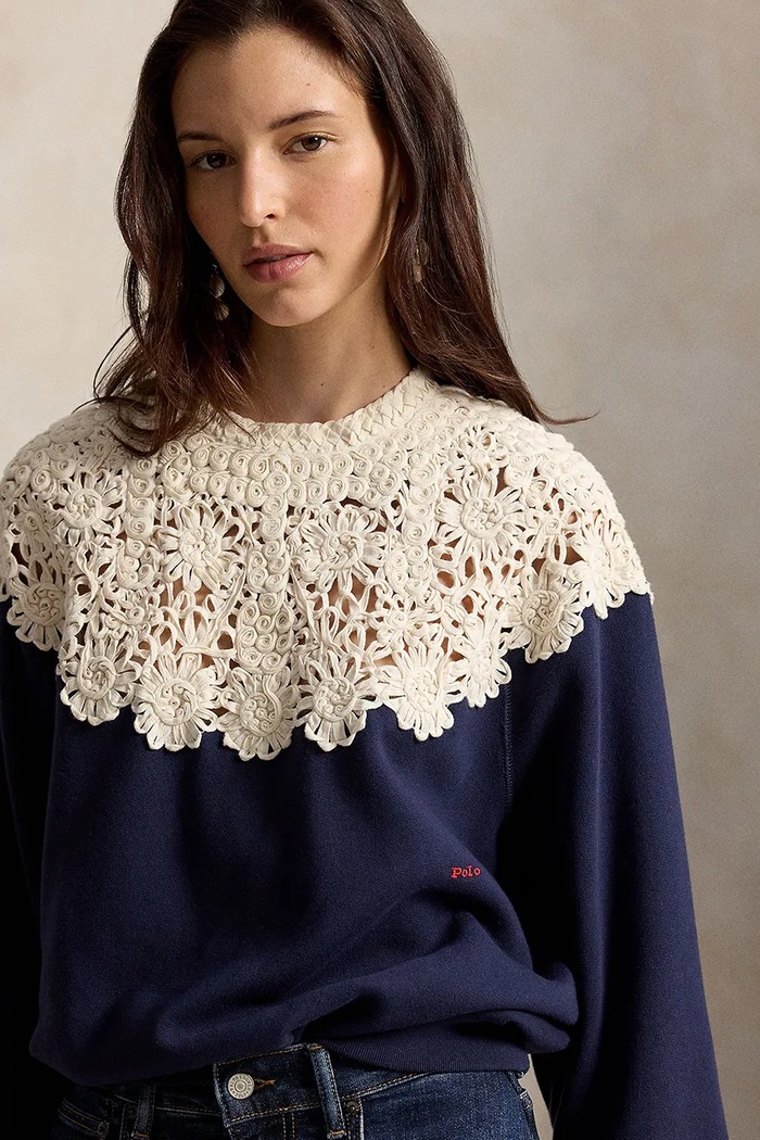 Bluza damska z bawełną Polo Ralph Lauren 211B23859 granatowy