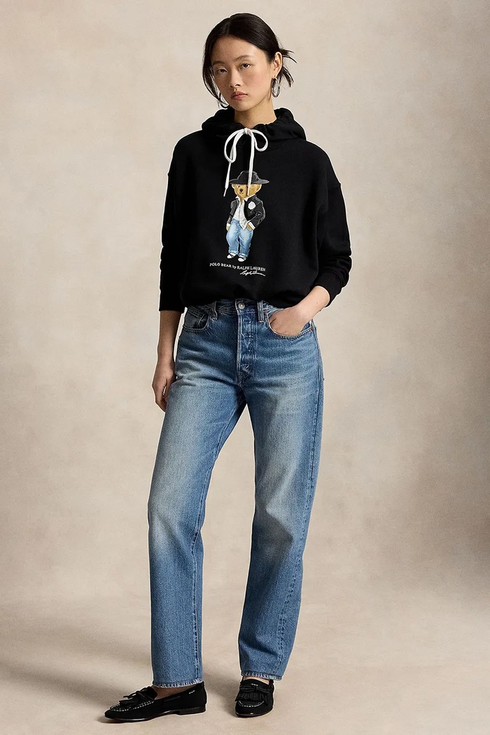 Odzież Polo Ralph Lauren Bluza z kapturem damska z bawełną 211B23862 czarny