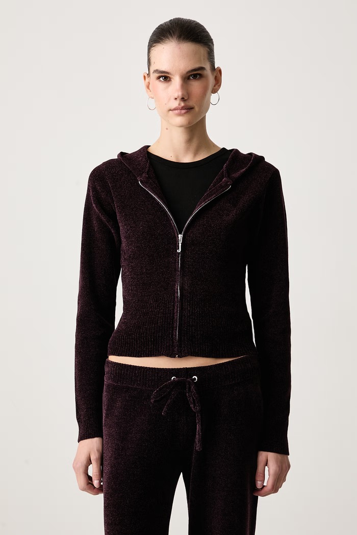 Juicy Couture Felpa con cerniera e cappuccio da donna MAYA KNIT granata JCWEB005