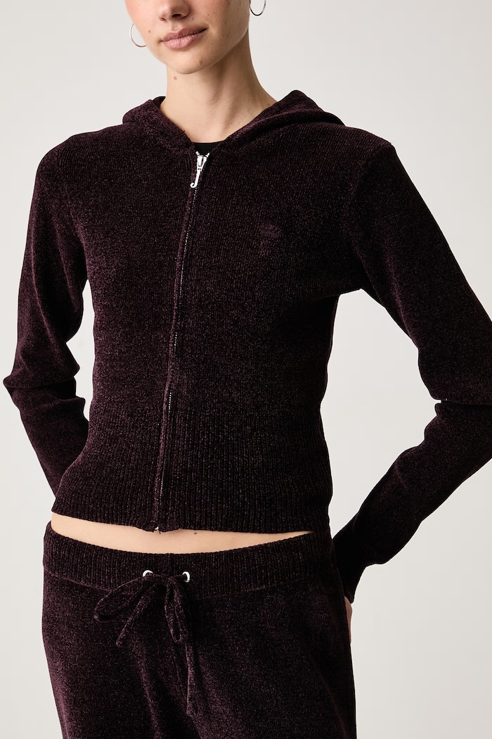 Felpa con cerniera e cappuccio da donna MAYA KNIT Juicy Couture JCWEB005 granata