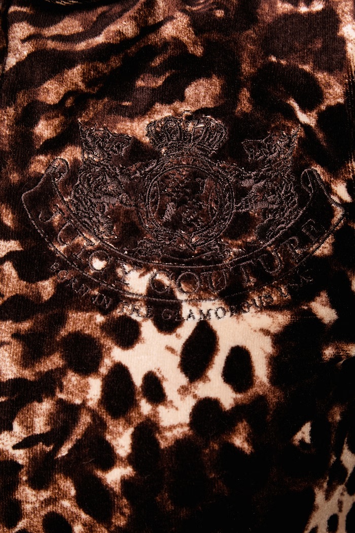 Dukserica na zakopčavanje sa kapuljačom za žene ABSTRACT ANIMAL PUFF SLEEVE ROBYN Juicy Couture smeđa JCWAS226338