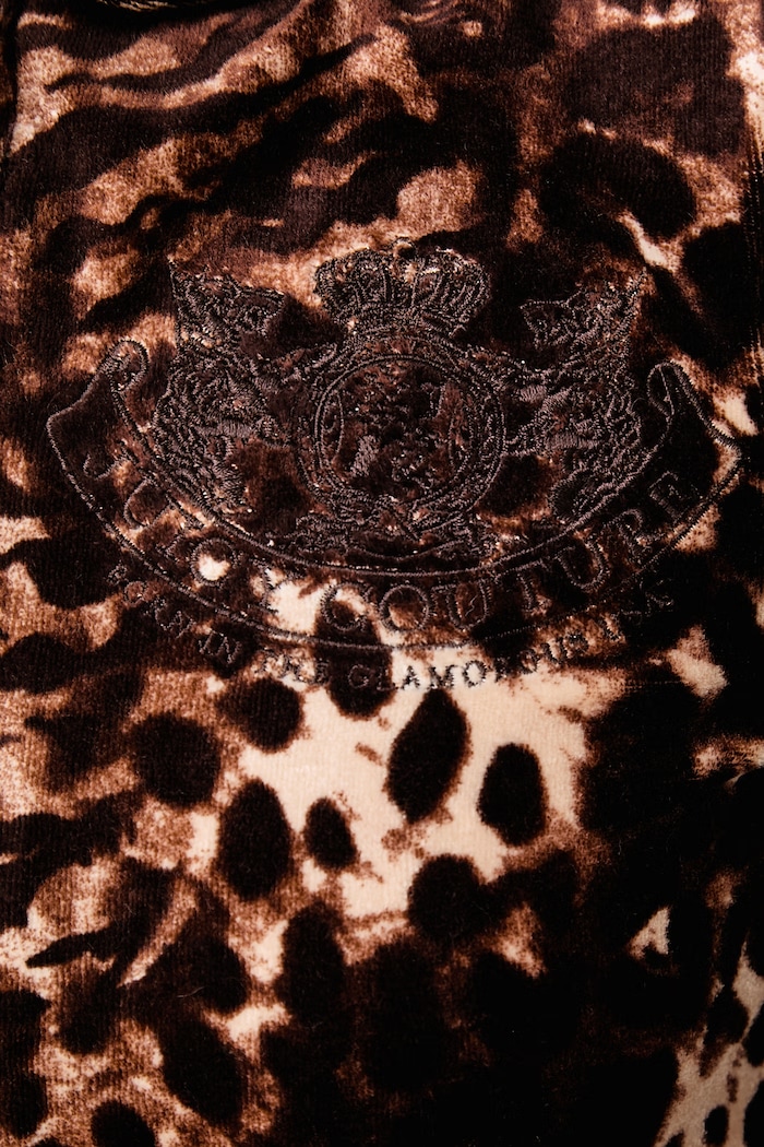 Dukserica na zakopčavanje sa kapuljačom za žene ABSTRACT ANIMAL PUFF SLEEVE ROBYN Juicy Couture smeđa JCWAS226338