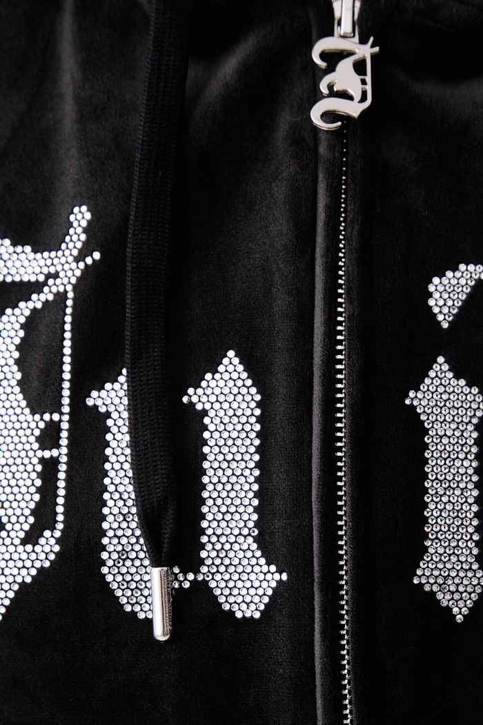 Bluza rozpinana z kapturem damska welurowa OLD GOTHIC ICCLE Juicy Couture czarny JCWAS226333