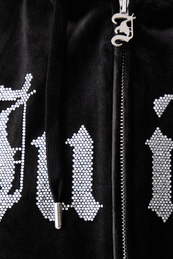 Bluza rozpinana z kapturem damska welurowa OLD GOTHIC ICCLE Juicy Couture czarny JCWAS226333
