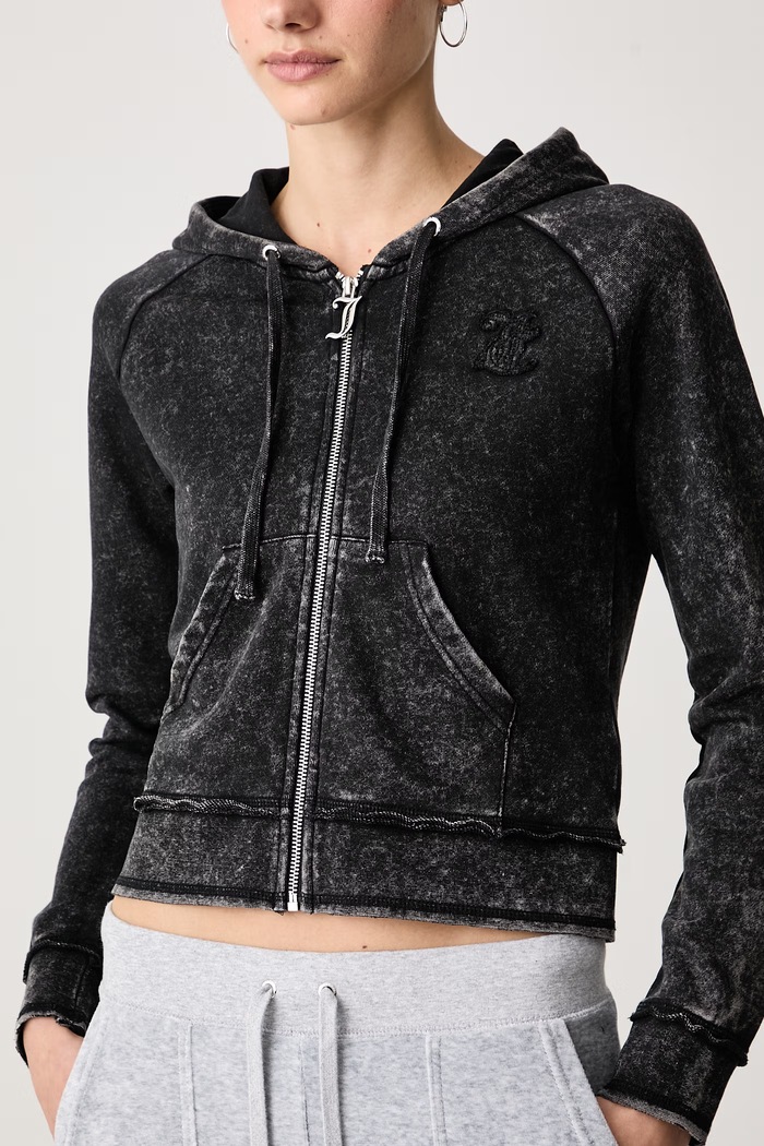 Jopica s kapuco ženska z bombažem MADISON APPLIQUE Juicy Couture JCWAS226320 črna