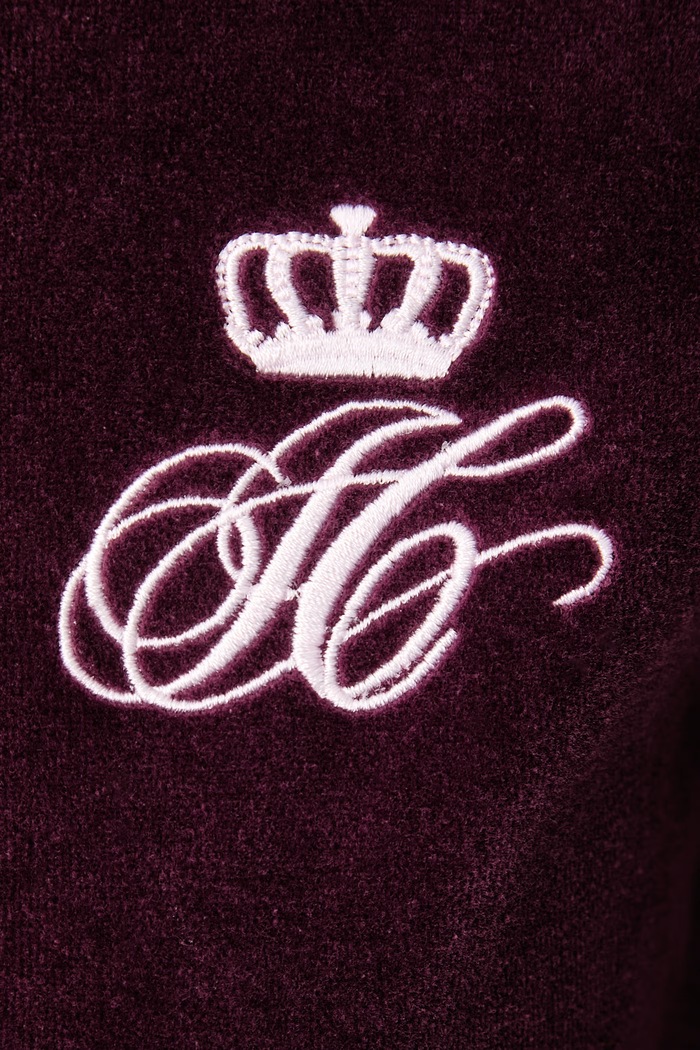 Felpa con cerniera e cappuccio da donna in velluto SCRIPT REBELLE ROBYN Juicy Couture granata JCWAS226318