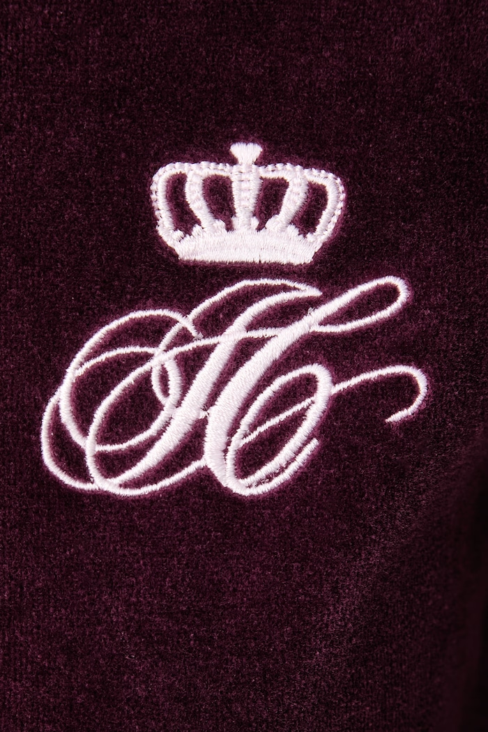 Felpa con cerniera e cappuccio da donna in velluto SCRIPT REBELLE ROBYN Juicy Couture granata JCWAS226318