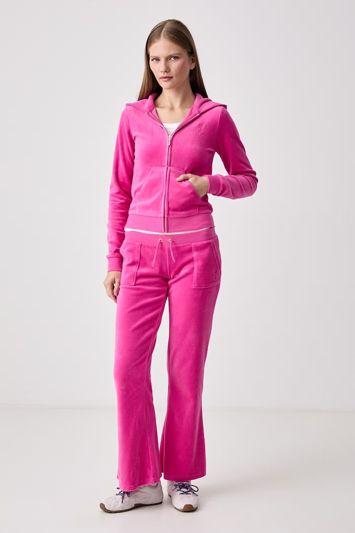 Juicy Couture Cipzáras melegítőfelső kapucnival női velúr WASHED ROBYN JCGAS226013 rózsaszín AW26