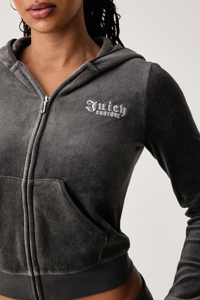 Felpa con cerniera e cappuccio da donna con cotone REGAL REBELLE ROBYN Juicy Couture JCGAS226011 verde