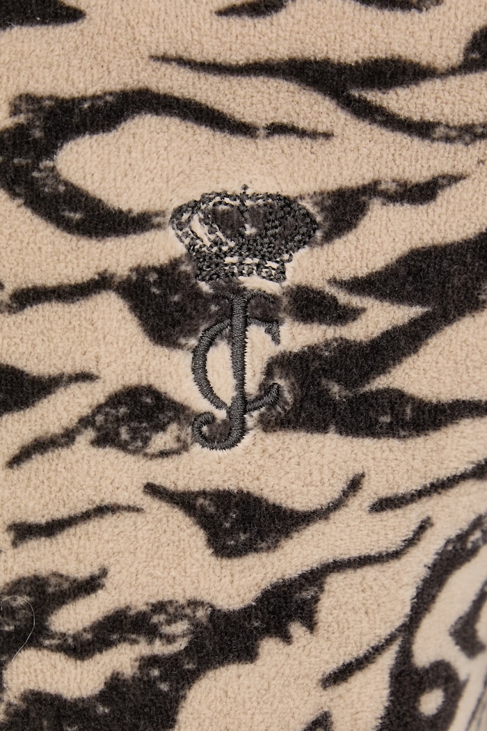 Dukserica na zakopčavanje sa kapuljačom ženska s pamukom CAMO ZEBRA WASHED ROBYN Juicy Couture JCDIJ126960A bež