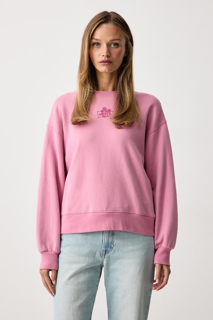 Levi's Mikina dámska s bavlnou GR EVERYDAY CREW 2.0 ružová 008CG