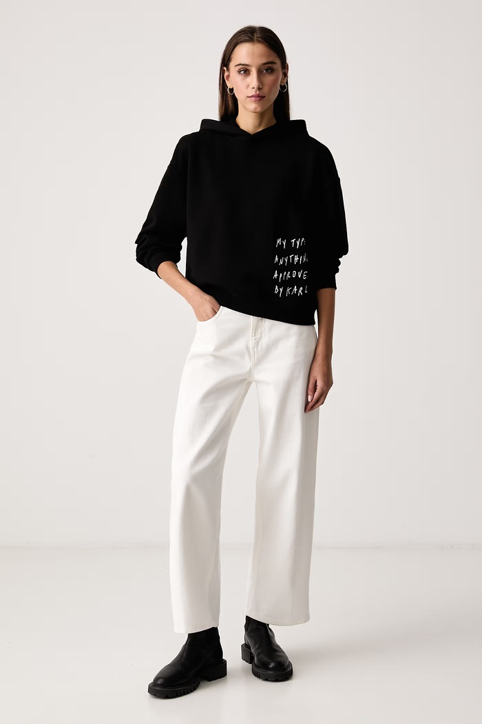 Karl Lagerfeld Jeans Dukserica za žene od pamuka x Pietro Terzini B4W20056 crna AW26