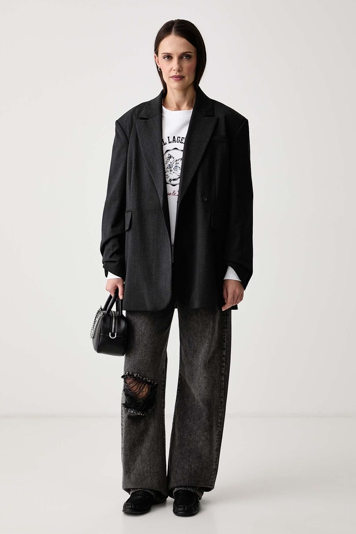 Karl Lagerfeld Oversize mikina dámska s bavlnou B4W20060 biela AW26