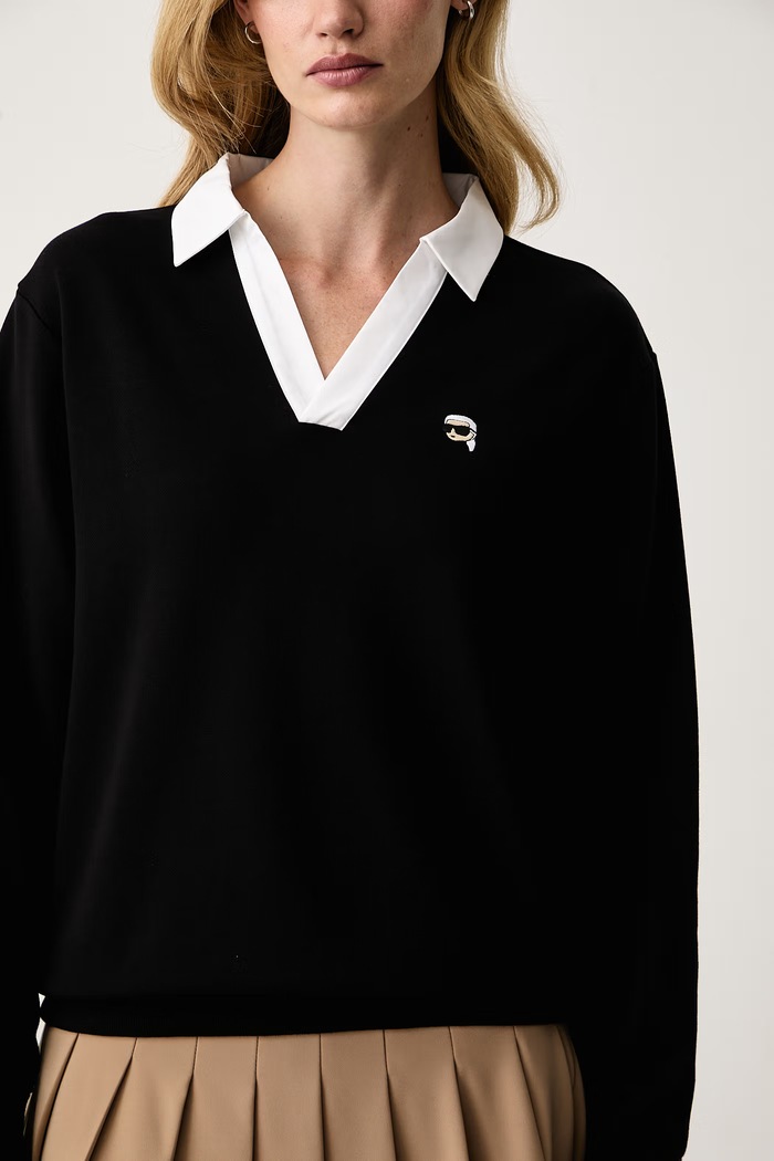 Hanorac pentru femei din bumbac Karl Lagerfeld B4W20062 negru