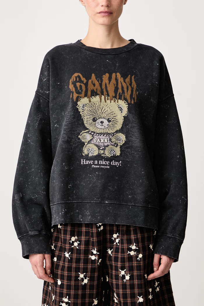 Isoli Teddy Forest Vintage bluza oversize bawełniana damska GANNI szary A1060093