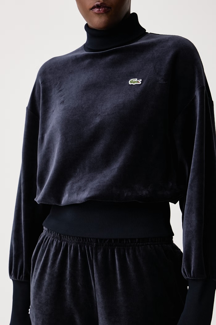 Bluza damska z bawełną Lacoste SF9294 granatowy